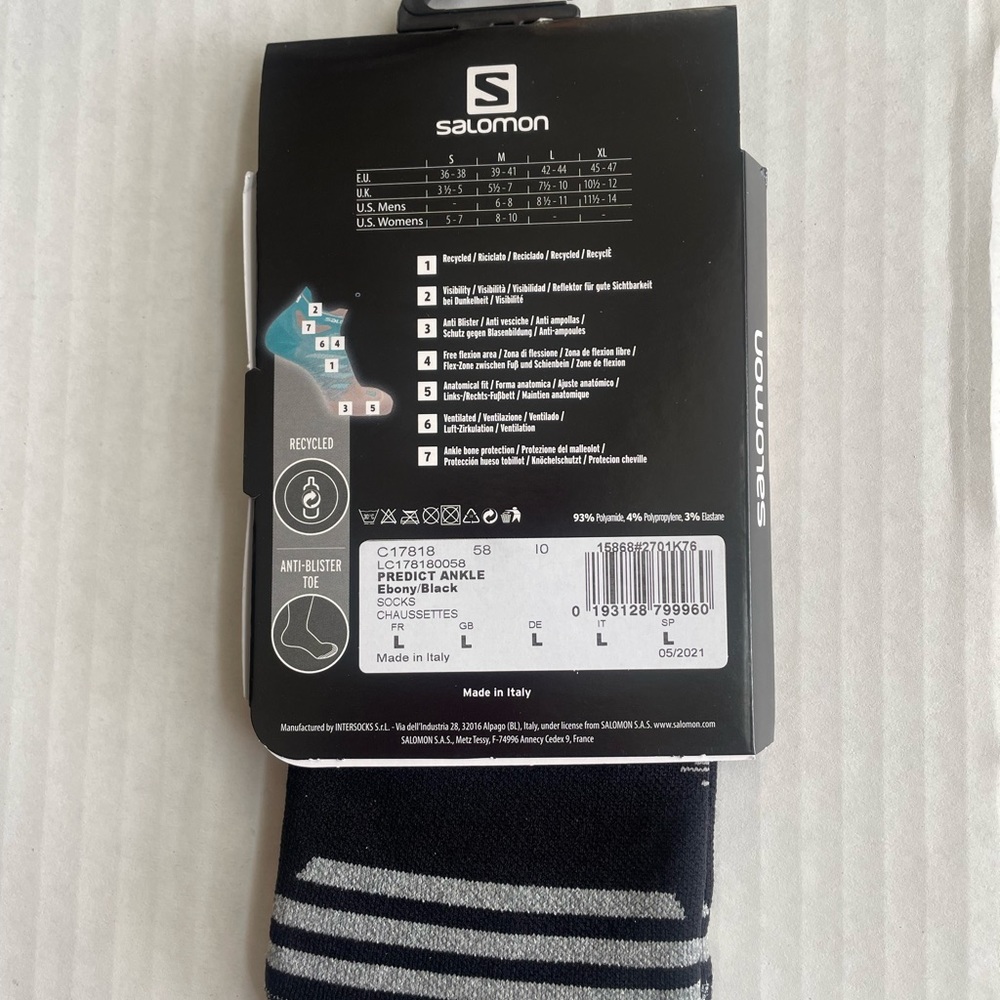 SALOMON PREDICT ANKLE Men's Running Socks Large NEW - Picture 5 of 7